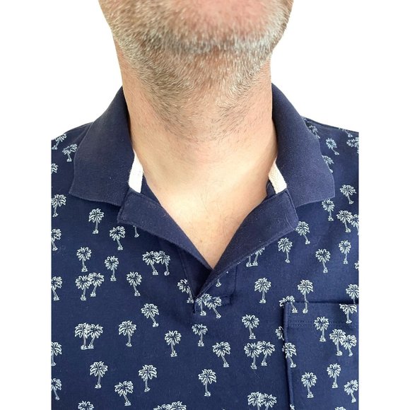 Banana Republic Polo Men Size Medium M Luxury Touch cotton Blue palm - Picture 11 of 15